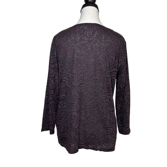 Cut Loose Black Purple Stretch Lightweight Semi Sheer Top Artsy Summer Size XL - Picture 3 of 11